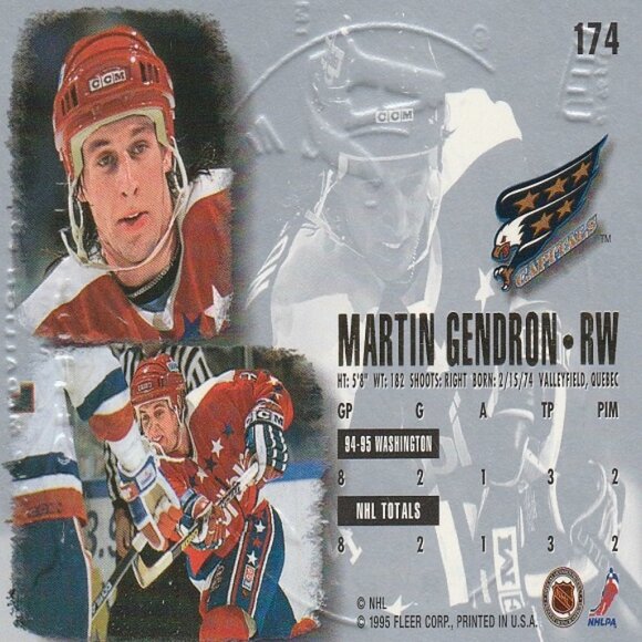 Martin Gendron - 1995 Fleer Corp Gold Medallion Edition Hockey Card - Picture 2 of 2